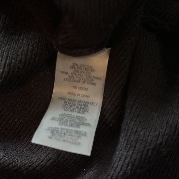 Sioni Milano Sweater Womens L Black Faux Leather Silver Studs Soft Mobwife Edgy - Picture 7 of 8